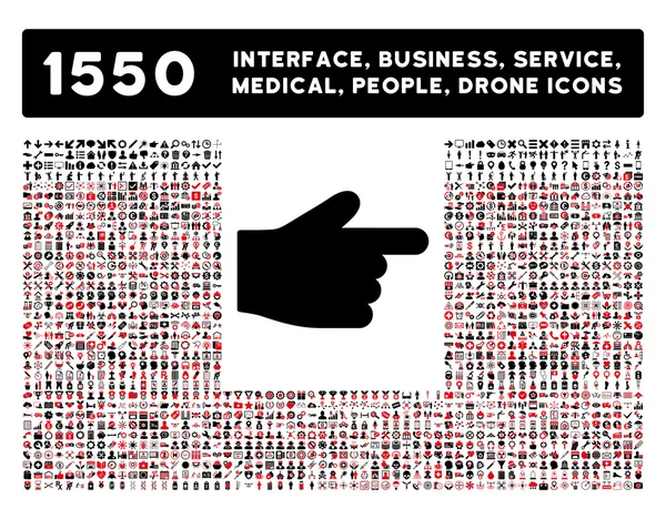 Index Finger Icon and More Interface, Entreprise, Outils, Personnes, Médical, Récompenses Icônes vectorielles plates — Image vectorielle