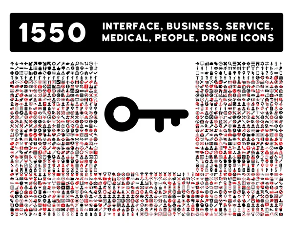 Ícone chave e mais Interface, Negócios, Ferramentas, Pessoas, Médico, Ícones de vetor plana de prêmios —  Vetores de Stock