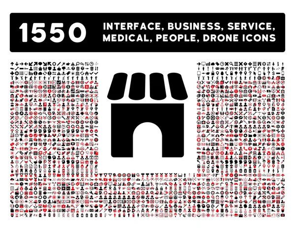 Sklep ikony i więcej interfejs, biznesowe, narzędzia, ludzie, medyczne, nagrody płaski wektorowe ikony — Wektor stockowy