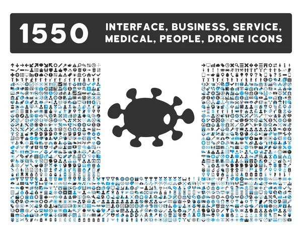 Icono de Virus y Más Interfaz, Negocio, Herramientas, Personas, Médico, Premios Iconos de Vectores Planos — Vector de stock