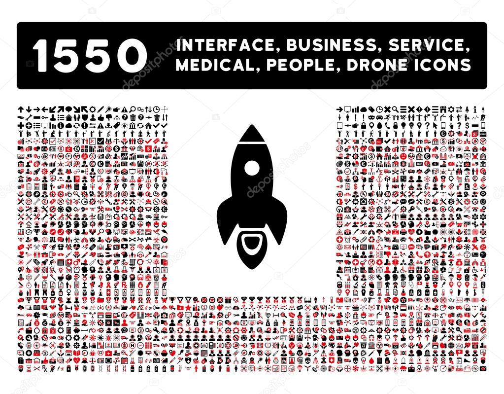 Rocket Icon and More Interface, Business, Tools, People, Medical, Awards Flat Vector Icons