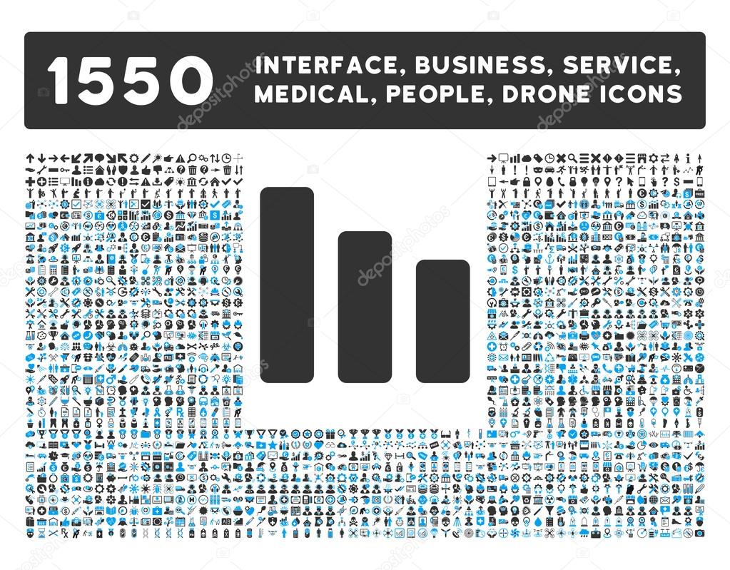 Bar Chart Decrease Icon and More Interface, Business, Tools, People, Medical, Awards Flat Vector Icons