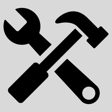 Çekiç ve anahtar düz simgesi