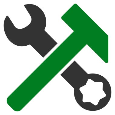 Çekiç ve anahtar düz simgesi