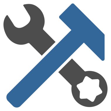 Çekiç ve anahtar düz simgesi