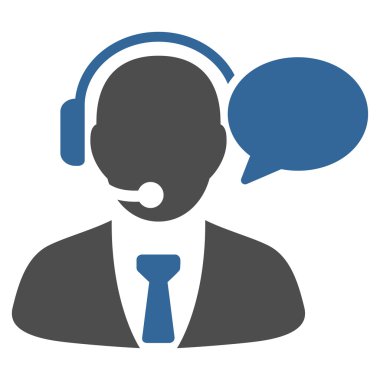 Destek Yöneticisi ileti düz simgesi