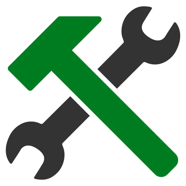 Icône plate de marteau et clé — Image vectorielle