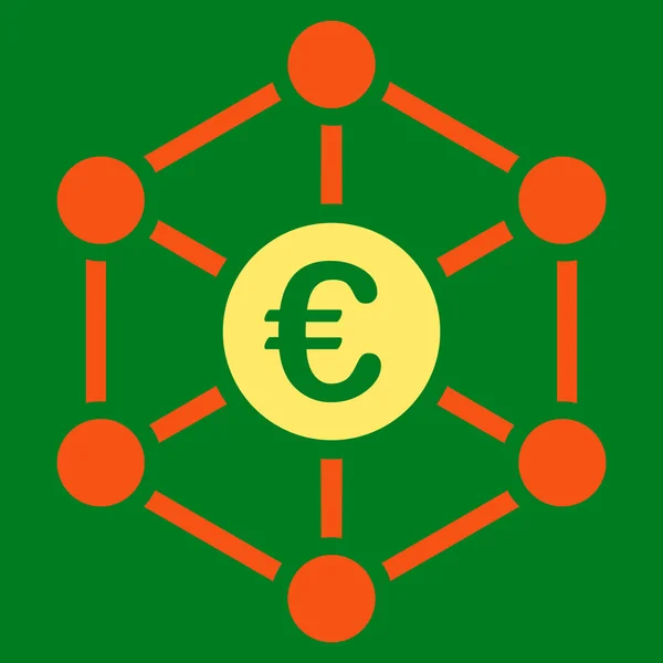 Euro Bank Network Icono — Vector de stock