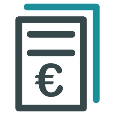 Euro fatura düz simgesi