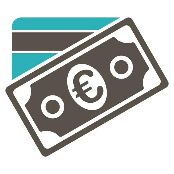 Euro Dinheiro Ícone de cartão de crédito — Vetor de Stock