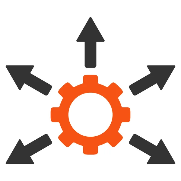 Icona piatta distribuzione ingranaggi — Vettoriale Stock