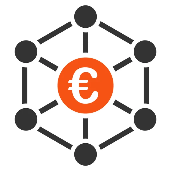 Euro Bank Network Icono —  Fotos de Stock
