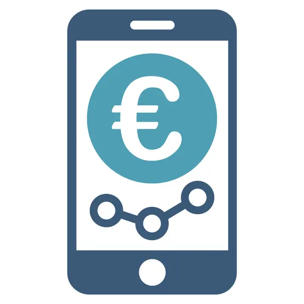 欧元的手机市场监测图标 — 图库照片