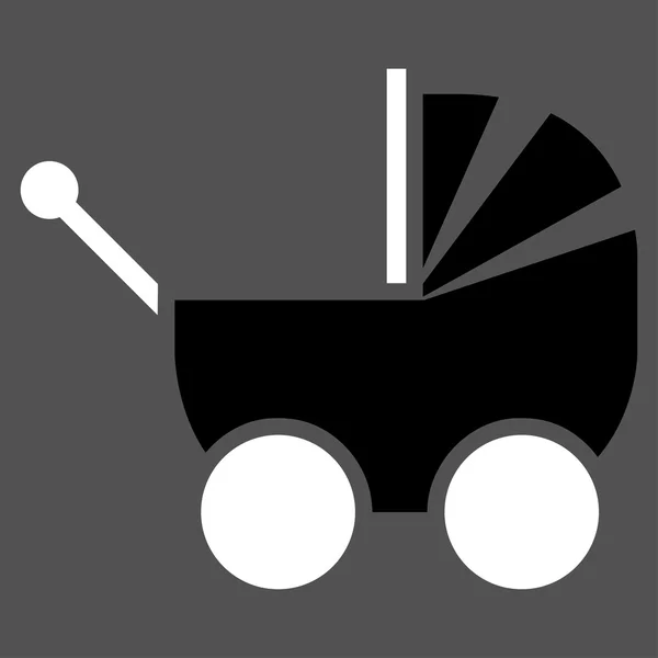 Pram platte pictogram — Stockvector