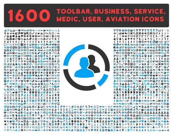 Ícone de diagrama demográfico com grande coleção de pictogramas — Vetor de Stock