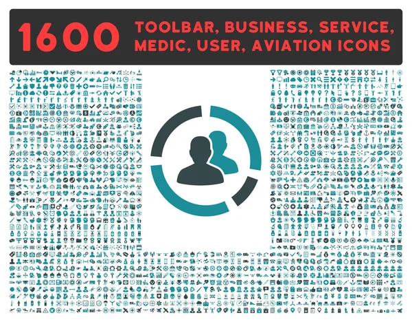 Ícone de diagrama demográfico com grande coleção de pictogramas — Vetor de Stock