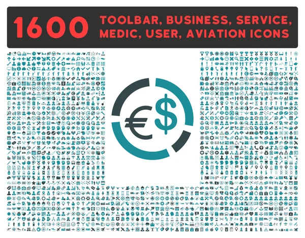 Icono de Diagrama de Moneda con Gran Colección de Pictogramas — Vector de stock