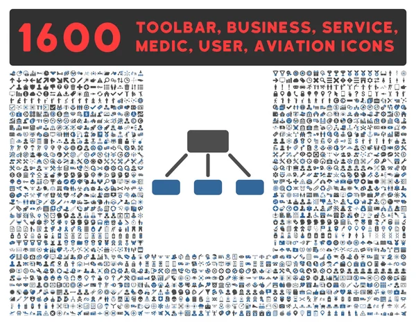 Icône de hiérarchie avec grande collection de pictogrammes — Image vectorielle