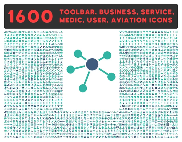 Ícone de conexões com grande coleção de pictogramas — Vetor de Stock