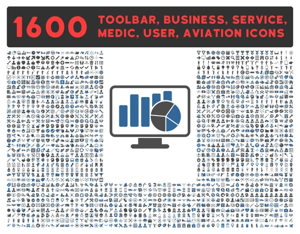 Статистическая икона с большой коллекцией пиктограмм — стоковый вектор