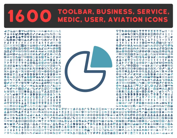 Icône de graphiques à tartes avec grande collection de pictogrammes — Image vectorielle