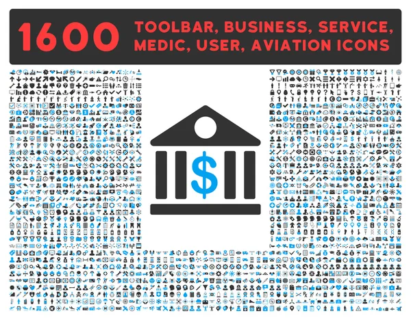 Ikona banku z dużą piktogram kolekcja — Zdjęcie stockowe