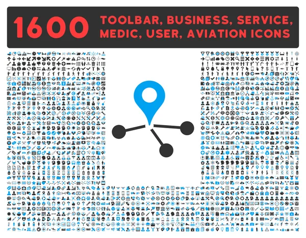 Icono de red geográfica con gran colección de pictogramas —  Fotos de Stock