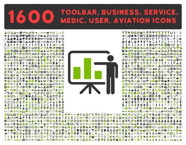 Піктограма презентації з великою колекцією піктограм — стокове фото