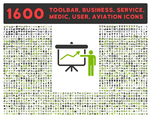 Піктограма презентації проекту з великою колекцією піктограм — стокове фото