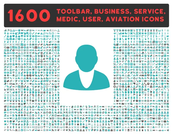Ícone de conta com grande coleção de pictogramas — Fotografia de Stock