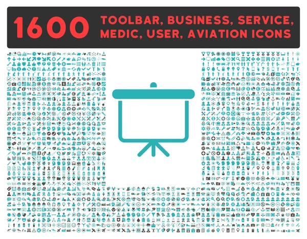 Ícone de projeção com grande coleção de pictogramas — Vetor de Stock
