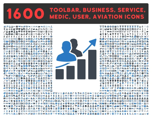 Ícone de Crescimento do Público com Grande Coleção de Pictogramas — Vetor de Stock
