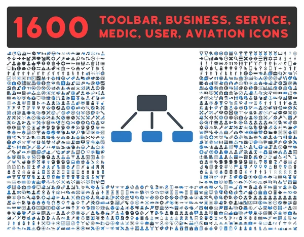 Icône de hiérarchie avec grande collection de pictogrammes — Image vectorielle