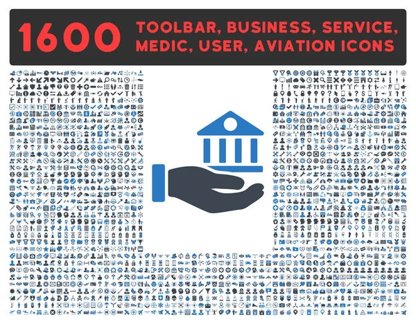 Icona di servizio bancario con grande collezione di pittogrammi — Vettoriale Stock