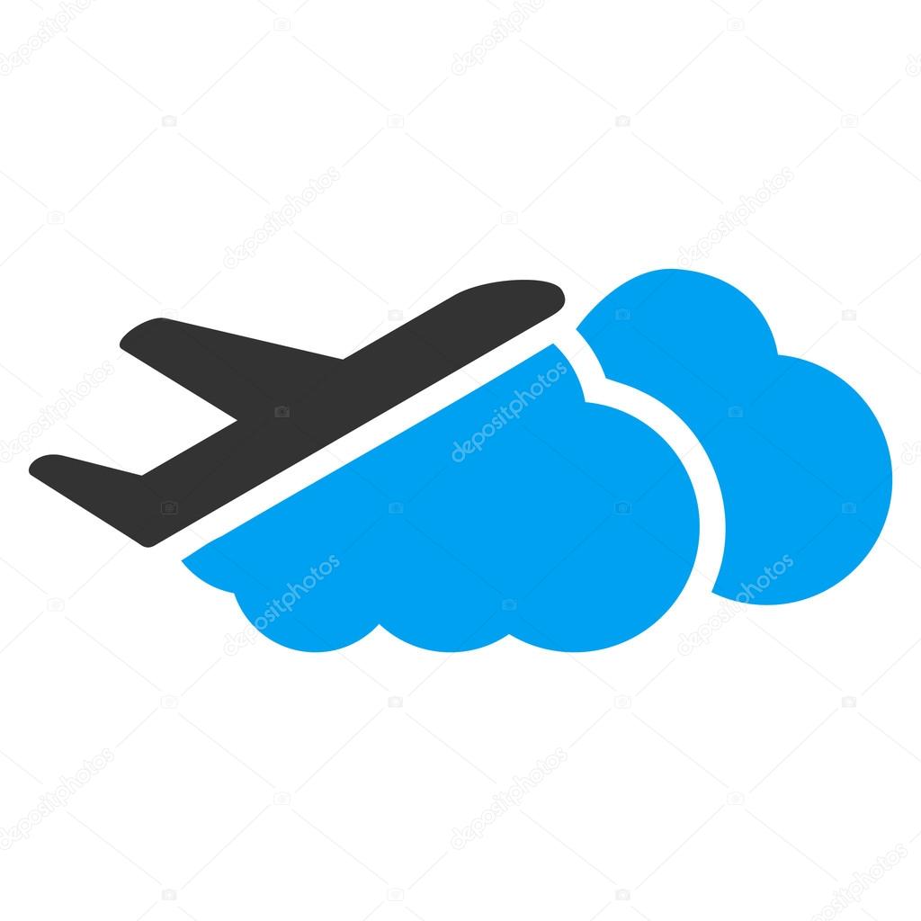 Airplane Over Clouds Flat Icon