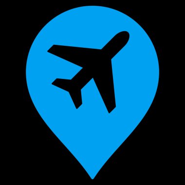 Havaalanı harita işaretleyici düz simgesi