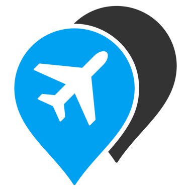 Havaalanı işaretleri düz simgesi