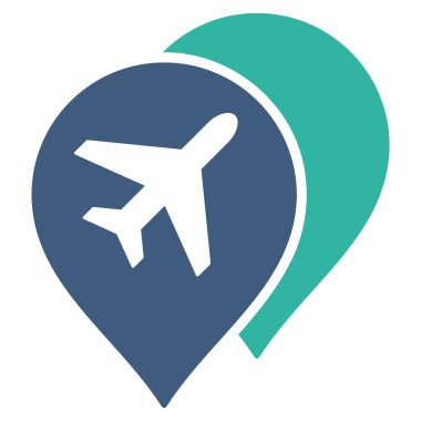 Havaalanı işaretleri düz simgesi