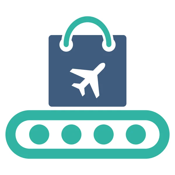 Bagage transportband platte pictogram — Stockvector