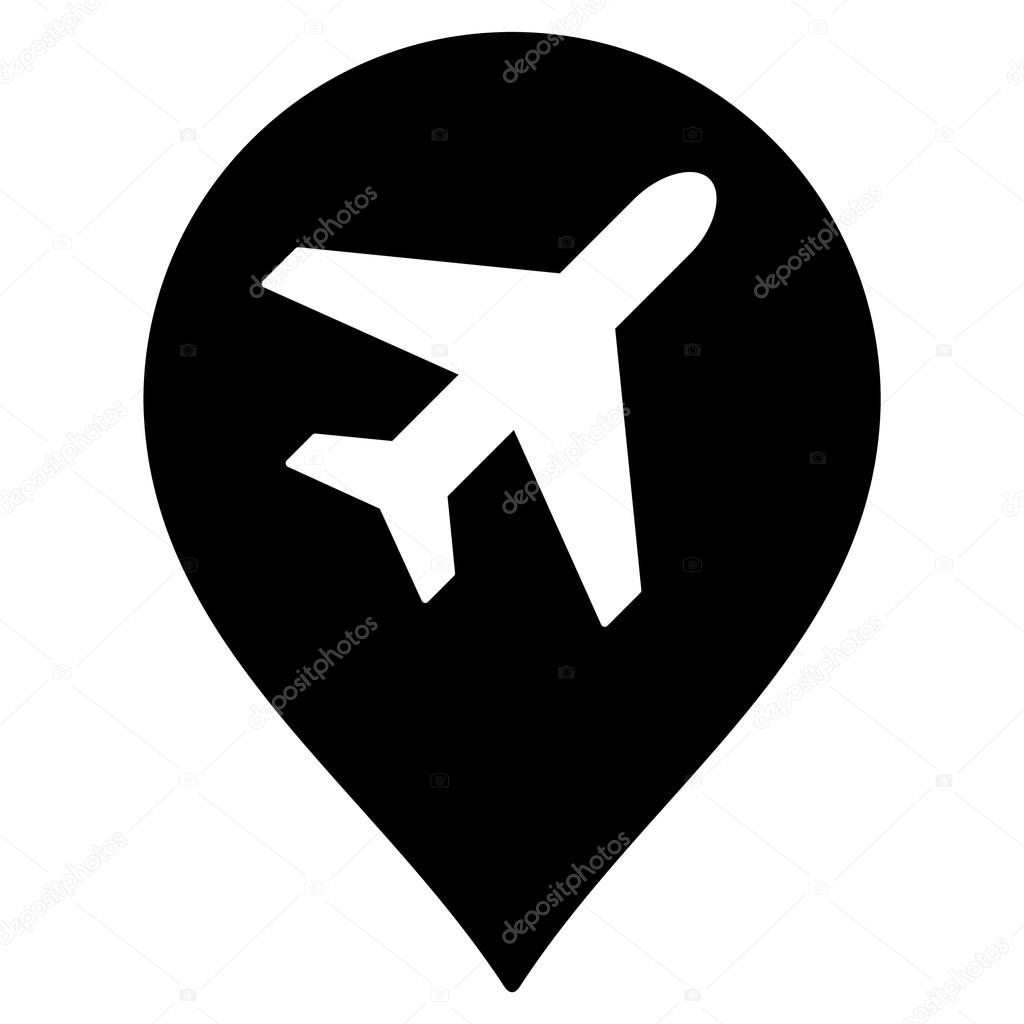 Airport Map Marker Flat Icon