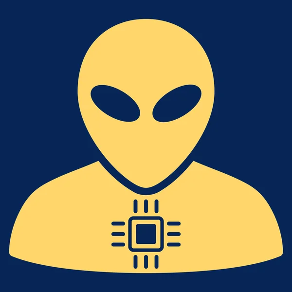 Alien Cyborg Flat Icon — Stock Vector