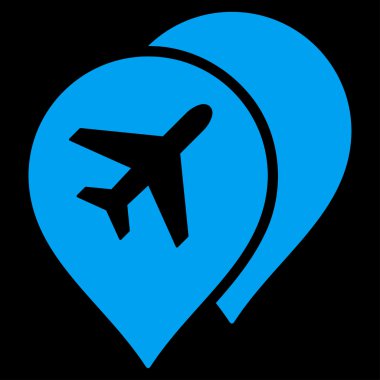 Havaalanı Haritası İşaretleyicileri Düz Simge