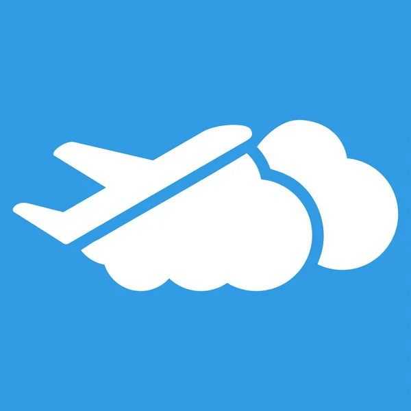 Airplane Over Clouds Flat Icon — Stock Vector