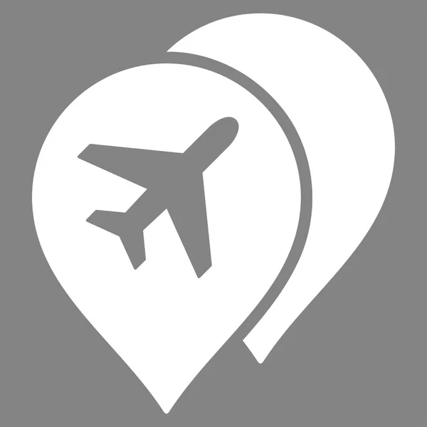 Aeropuerto Mapa Marcadores Icono plano — Vector de stock