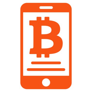 Bitcoin mobil ödeme düz simgesi