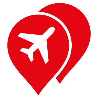 Havaalanı Haritası İşaretleyicileri Düz Simge