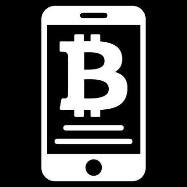 Bitcoin mobil ödeme düz simgesi