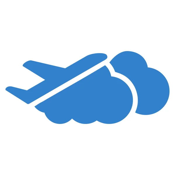 Airplane Over Clouds Flat Icon — Stock Vector