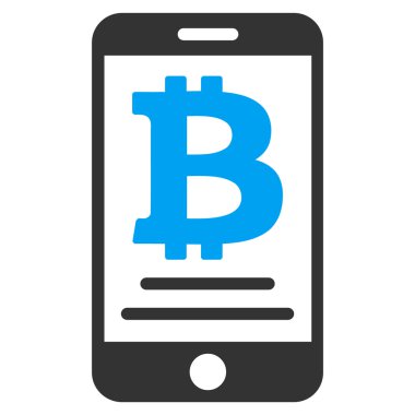 Bitcoin mobil ödeme düz simgesi