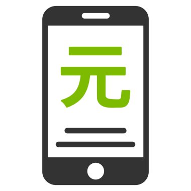 Renminbi Yuan mobil ödeme düz simgesi